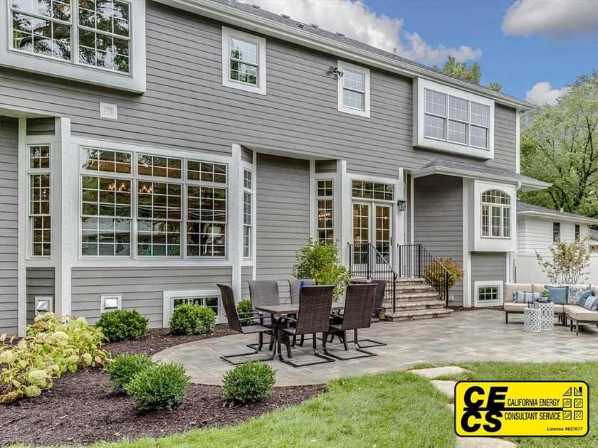 grey siding outside