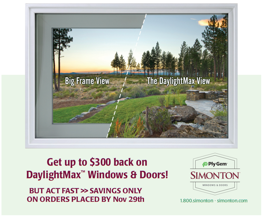 Homeowners in the Greater Sacramento Region: Get up to $300 back on DaylightMax Windows & Doors! ACT FAST: Savings only on orders placed by November 29th, 2019.